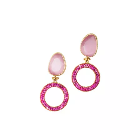 Majorelle Pink Crystal Hoop Earrings | Etta Gray | Wolf & Badger