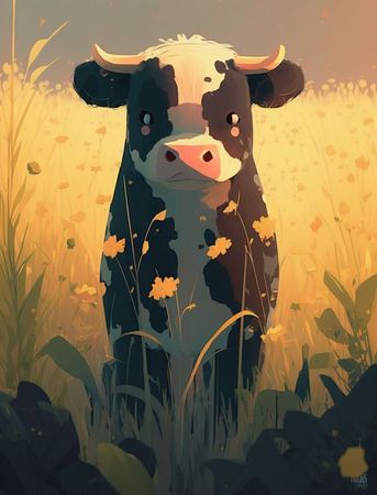 anime cute cow background