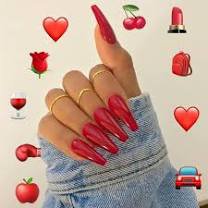 aesthetic red acrylic nails - Google Search