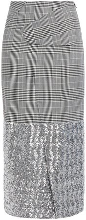 Abrams Sequin-embellished Prince Of Wales Checked Wool-blend Midi Skirt