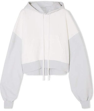 Unravel Project - Oversized Cropped Two-tone Cotton-terry Hooded Sweatshirt - White