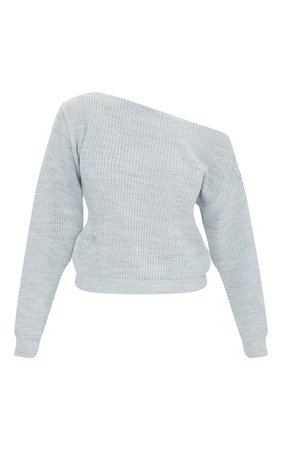 Christiana Stone Slash Neck Crop Sweater | PrettyLittleThing USA