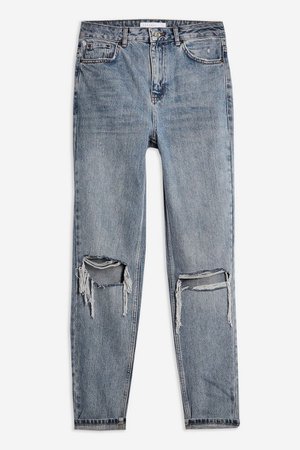 Grey Cast Double Rip Mom Jeans | Topshop
