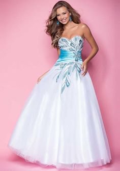 Strapless Embellished Prom Gown
