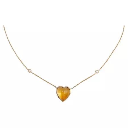 Rossella Ugolini Citrine Love Heart 18K Gold Diamonds Necklace For Sale at 1stDibs