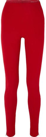 Ribbed-jersey Leggings - Red