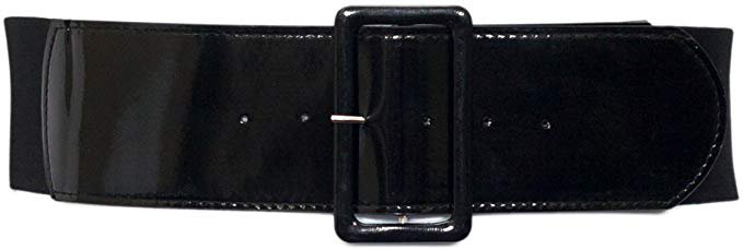 eVogues Women's Wide Patent Leather Buckle High Waist Fashion Belt at Amazon Women’s Clothing store
