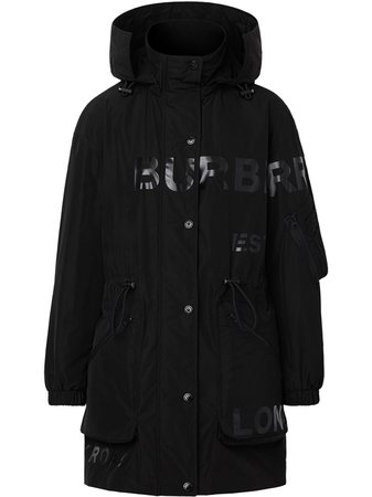 Black Burberry logo print raincoat - Farfetch
