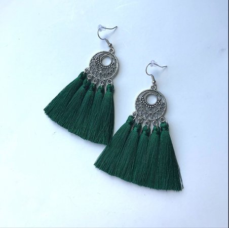 dark green tassel earrings - Google Search