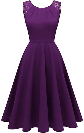 Amazon.com: Bbonlinedress Women's Vintage Tea Dress V-Back Sleeveless Prom Party Swing Cocktail Dress Grape S: Clothing