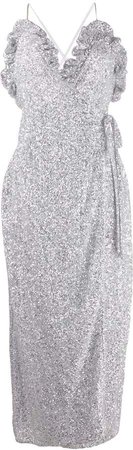 sequined wrap-style cocktail dress