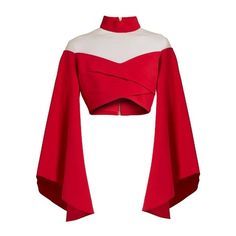 Red flare sleeve crop top
