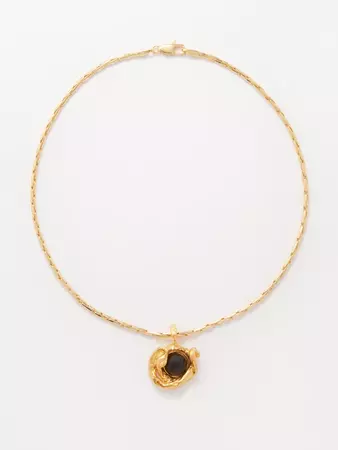 Gold Onyx-pendant 24kt gold-plated necklace | Alighieri | MATCHESFASHION US