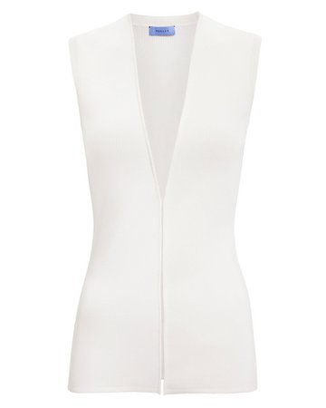 White Sleeveless Knit Top | MUGLER