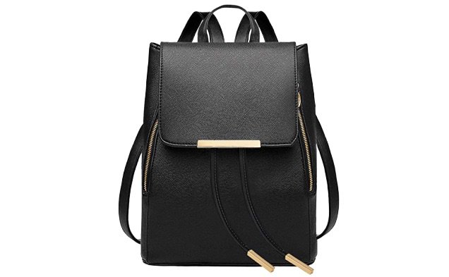 Black Faux-Leather Backpack