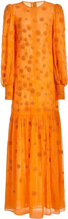 J. Mendel Embroidered Silk Gown Size: 0