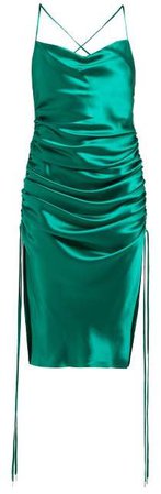 Yasmine Ruched Silk Satin Minidress - Womens - Green