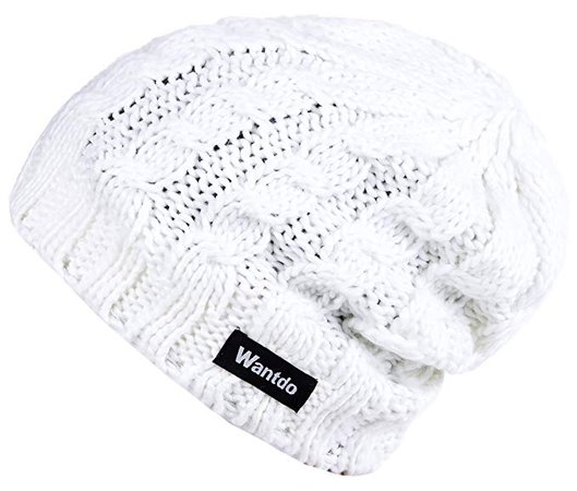Wantdo Unisex Men's Women's Winter Knitted Warm Thick Outdoors Beanie Hat White at Amazon Women’s Clothing store