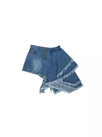 Asymmetric Denim Frill Skirt_Blue | W Concept