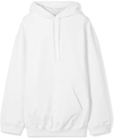 Oversized Printed Cotton Jersey Hooded Top - White