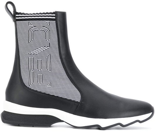 ribbed two-tone boots