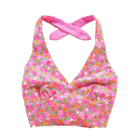 pink floral Y2K halter neck top