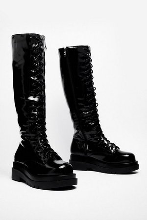 Take Your Shine Patent Knee-High Boots | Nasty Gal