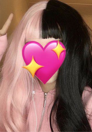pink and black wig