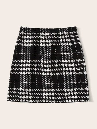 Plaid Textured Skirt | ROMWE