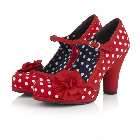 Ruby Shoo Hannah Red And White Polka Dot Corsage Court Shoes - Pretty Kitty Fashion
