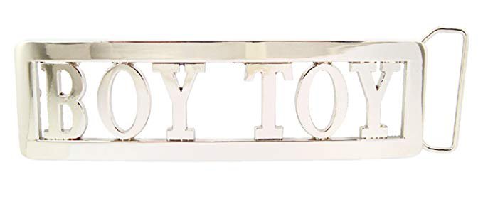 Boy Toy Belt Buckle - With White Real Leather Belt - Comes attached to Belt and