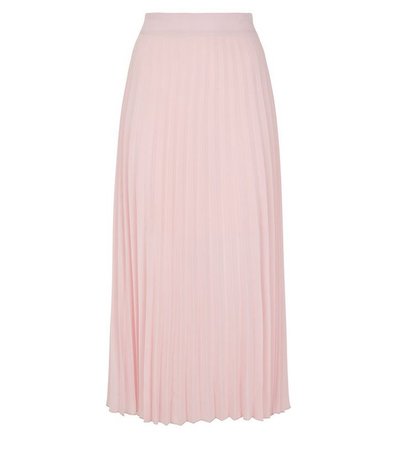 Pale Pink Pleated Midi Skirt | New Look