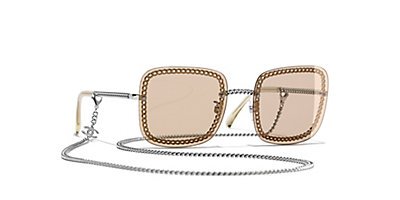 Chanel Square Sunglasses CH4244 57 Light Brown & Silver Sunglasses | Sunglass Hut United Kingdom