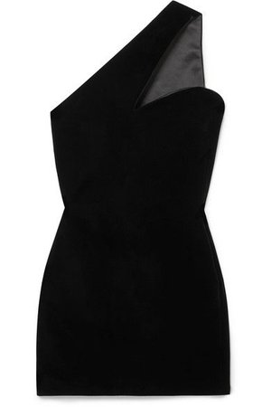 SAINT LAURENT | One-shoulder velvet mini dress