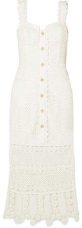 Crocheted Lace Midi Dress - Ivory