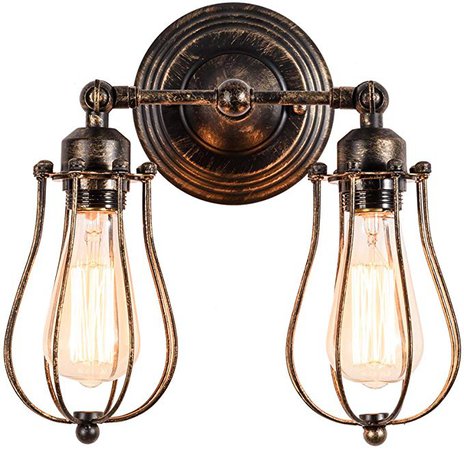 Vintage Wall Lamp Adjustable Industrial Rustic Wire Cage Wall Light Retro Style Indoor Lighting Fixture ;Moonkist (with 2 Light) (Oil Rubbed Bronze): Amazon.ca: Home & Kitchen
