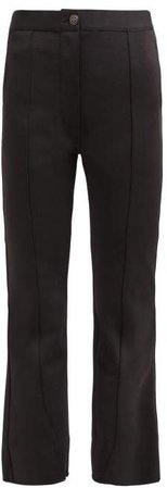 Stitched Front Kick Flare Trousers - Womens - Black