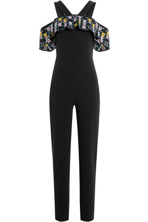 Jumpsuit with Embroidered Bardot Shoulders Gr. UK 6