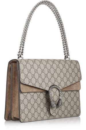 Gucci | Dionysus coated canvas and suede shoulder bag | NET-A-PORTER.COM