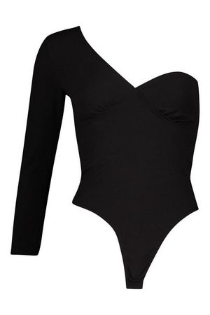 Petite Asymmetric Sleeve Bodysuit | Boohoo