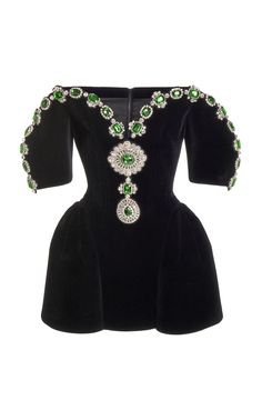 david koma embellished off-the-shoulder minidress green black