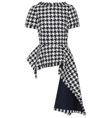 Wool-blend houndstooth top
