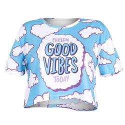 Feeling Good Vibes Today Crop Top Belly Shirt Clouds | DDLG Playground