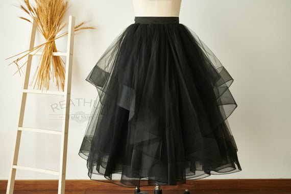 Black Tulle Skirt Women Tulle Midi Length Horsehair Skirt | Etsy