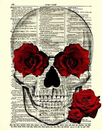 Newspaper & Rose Skull