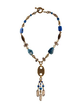 Stephen Dweck Lapis Smoky Quartz & Dyed Agate Lavalier Necklace - Necklaces - STD23842 | The RealReal