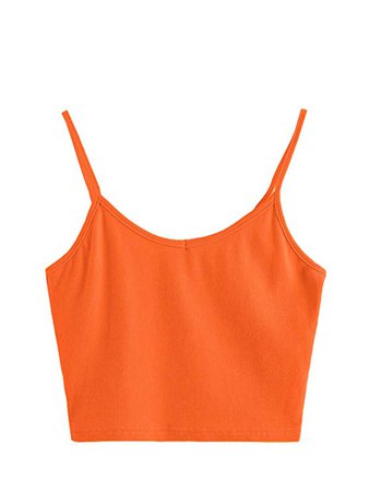 SheIn Women's Casual V Neck Sleeveless Ribbed Knit Cami Crop Top Orange at Amazon Women’s Clothing store: