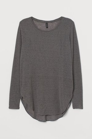 H&M+ Fine-knit Top - Dark gray/striped - Ladies | H&M US