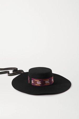 Black Cappello Gaucho embroidered grosgrain-trimmed wool-felt hat | Etro | NET-A-PORTER