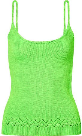 Les Rêveries - Neon Pointelle-trimmed Knitted Tank - Bright green